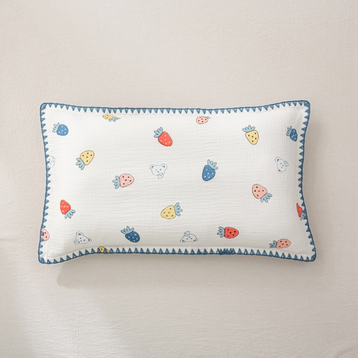 91家纺网 家纺一手货源 找家纺 （总）萌番宝 2025春夏新款纯棉A类全棉纯棉皱皱双层纱枕套工艺枕套儿童学生成人枕套单枕套