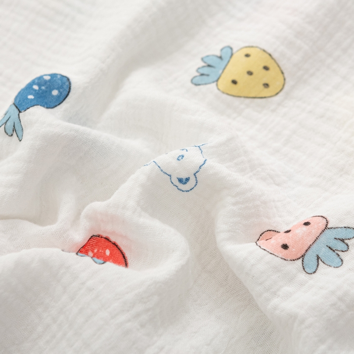 91家纺网 家纺一手货源 找家纺 萌番宝 2025春夏新款纯棉A类全棉纯棉皱皱双层纱枕套工艺枕套儿童学生成人枕套单枕套 幸福莓