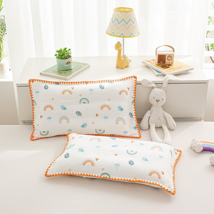 91家纺网 家纺一手货源 找家纺 萌番宝 2025春夏新款纯棉A类全棉纯棉皱皱双层纱枕套工艺枕套儿童学生成人枕套单枕套 白蜡叶