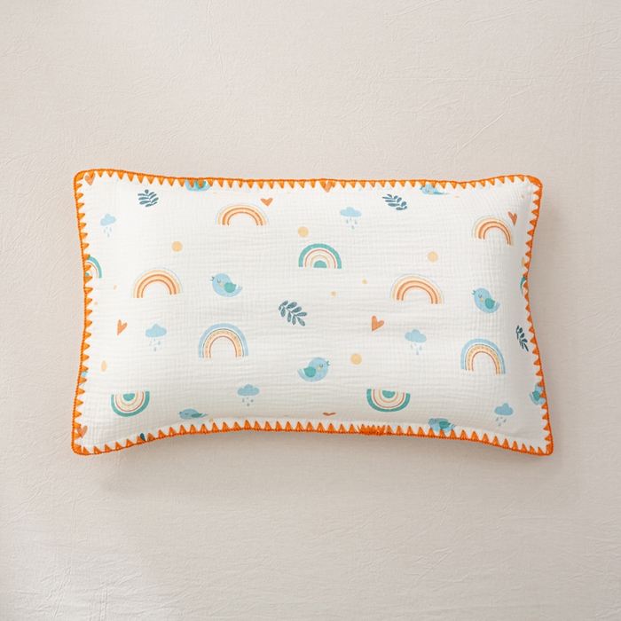 91家纺网 家纺一手货源 找家纺 萌番宝 2025春夏新款纯棉A类全棉纯棉皱皱双层纱枕套工艺枕套儿童学生成人枕套单枕套 白蜡叶