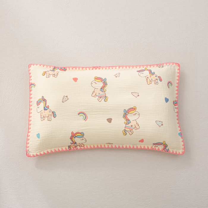 91家纺网 家纺一手货源 找家纺 萌番宝 2025春夏新款纯棉A类全棉纯棉皱皱双层纱枕套工艺枕套儿童学生成人枕套单枕套 宝骊小马