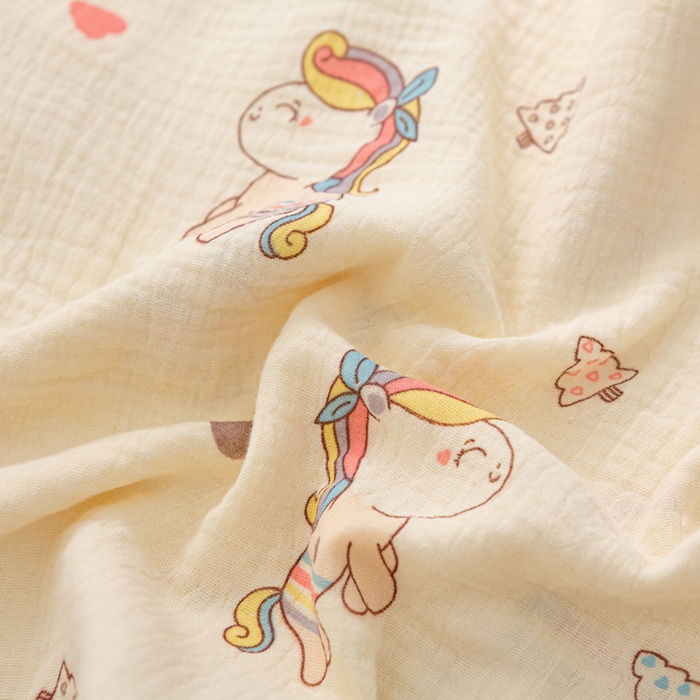 91家纺网 家纺一手货源 找家纺 萌番宝 2025春夏新款纯棉A类全棉纯棉皱皱双层纱枕套工艺枕套儿童学生成人枕套单枕套 宝骊小马