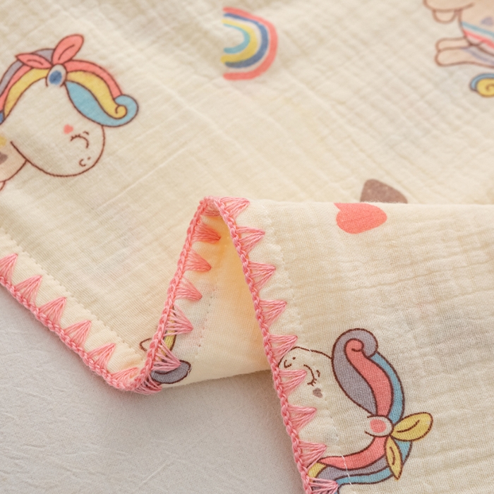 91家纺网 家纺一手货源 找家纺 萌番宝 2025春夏新款纯棉A类全棉纯棉皱皱双层纱枕套工艺枕套儿童学生成人枕套单枕套 宝骊小马