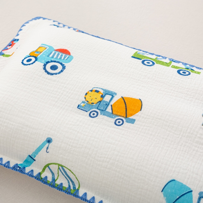 91家纺网 家纺一手货源 找家纺 萌番宝 2025春夏新款纯棉A类全棉纯棉皱皱双层纱枕套工艺枕套儿童学生成人枕套单枕套 工程车队