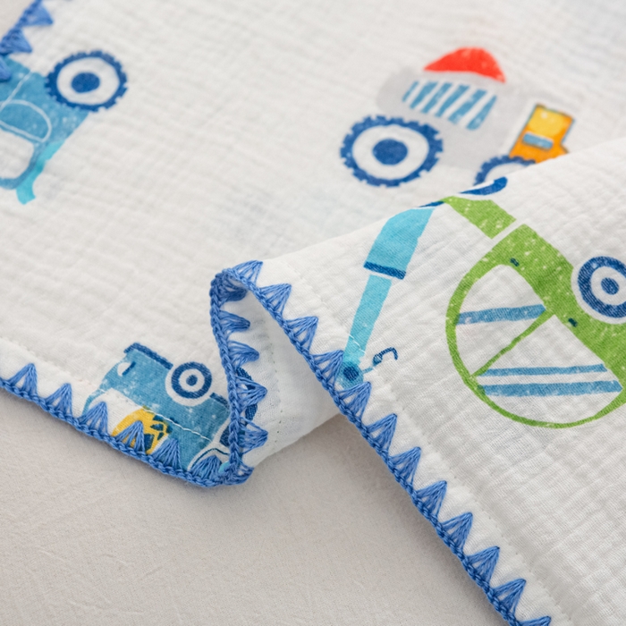 91家纺网 家纺一手货源 找家纺 萌番宝 2025春夏新款纯棉A类全棉纯棉皱皱双层纱枕套工艺枕套儿童学生成人枕套单枕套 工程车队