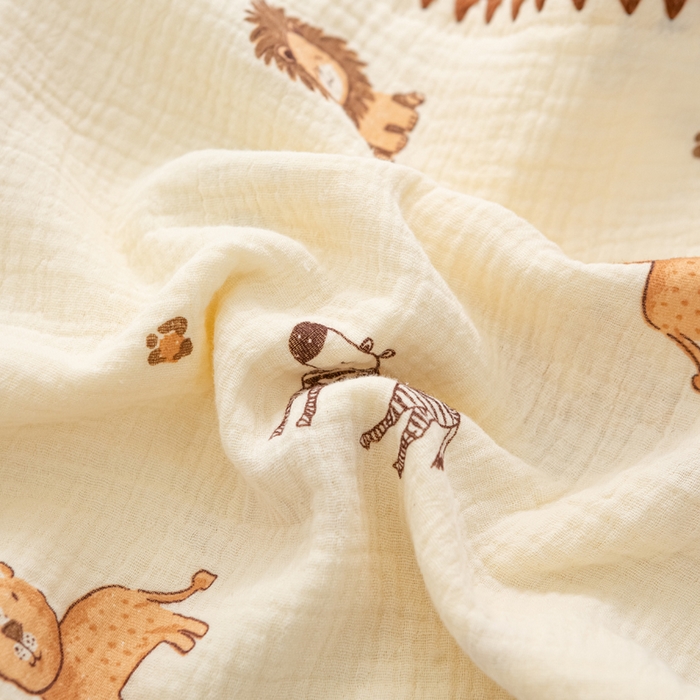 91家纺网 家纺一手货源 找家纺 萌番宝 2025春夏新款纯棉A类全棉纯棉皱皱双层纱枕套工艺枕套儿童学生成人枕套单枕套 红山动物城