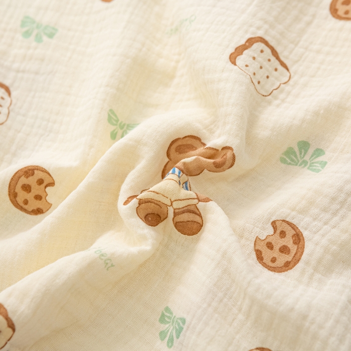 91家纺网 家纺一手货源 找家纺 萌番宝 2025春夏新款纯棉A类全棉纯棉皱皱双层纱枕套工艺枕套儿童学生成人枕套单枕套 卡皮熊