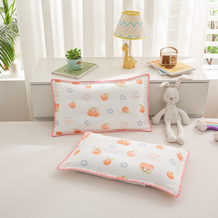 91家纺网 家纺一手货源 找家纺 萌番宝 2025春夏新款纯棉A类全棉纯棉皱皱双层纱枕套工艺枕套儿童学生成人枕套单枕套 乐意李