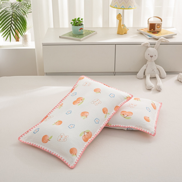 91家纺网 家纺一手货源 找家纺 萌番宝 2025春夏新款纯棉A类全棉纯棉皱皱双层纱枕套工艺枕套儿童学生成人枕套单枕套 乐意李