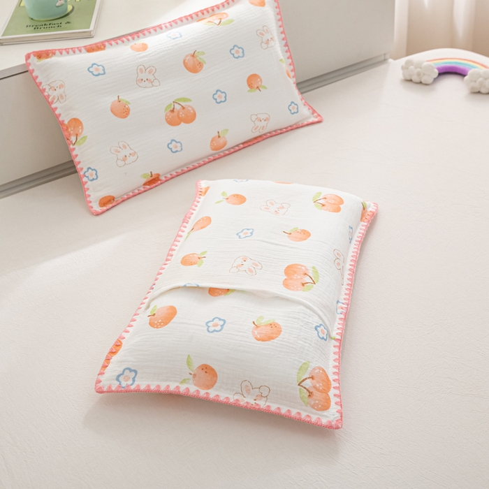 91家纺网 家纺一手货源 找家纺 萌番宝 2025春夏新款纯棉A类全棉纯棉皱皱双层纱枕套工艺枕套儿童学生成人枕套单枕套 乐意李