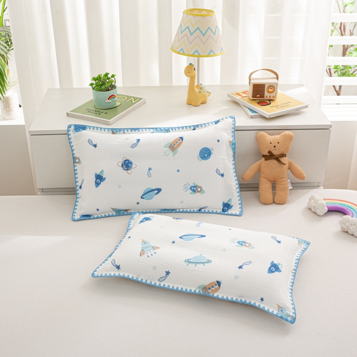 91家纺网 家纺一手货源 找家纺 萌番宝 2025春夏新款纯棉A类全棉纯棉皱皱双层纱枕套工艺枕套儿童学生成人枕套单枕套 银河战舰