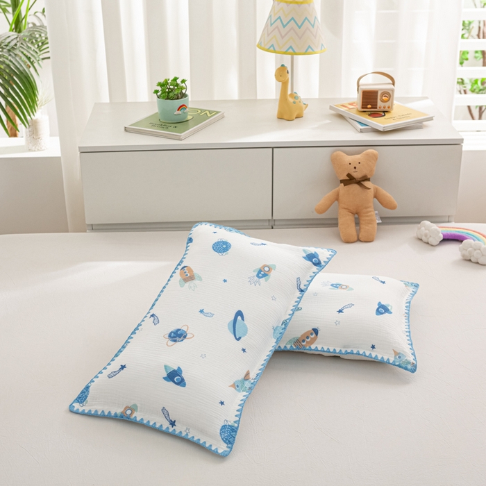 91家纺网 家纺一手货源 找家纺 萌番宝 2025春夏新款纯棉A类全棉纯棉皱皱双层纱枕套工艺枕套儿童学生成人枕套单枕套 银河战舰