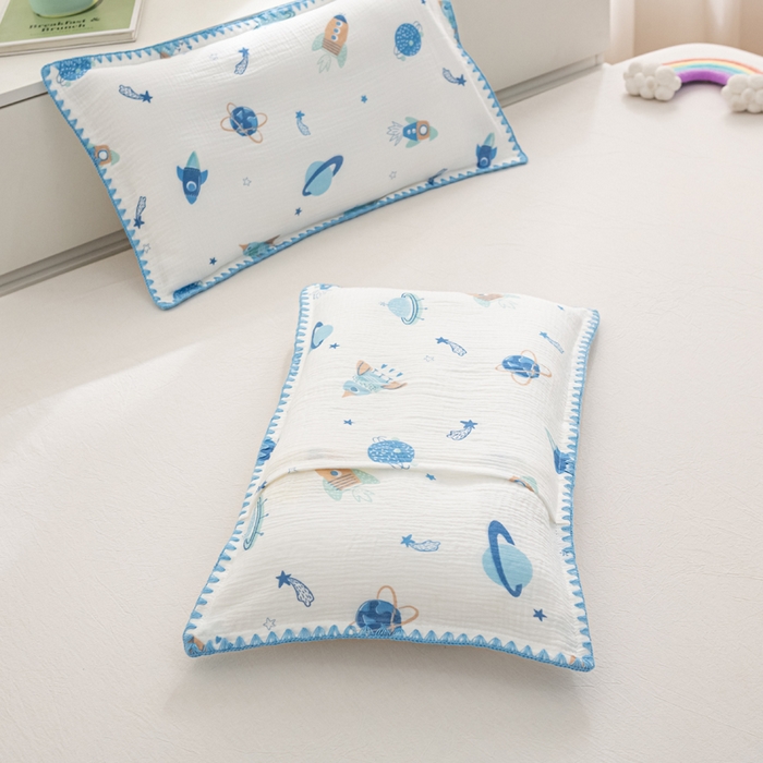 91家纺网 家纺一手货源 找家纺 萌番宝 2025春夏新款纯棉A类全棉纯棉皱皱双层纱枕套工艺枕套儿童学生成人枕套单枕套 银河战舰