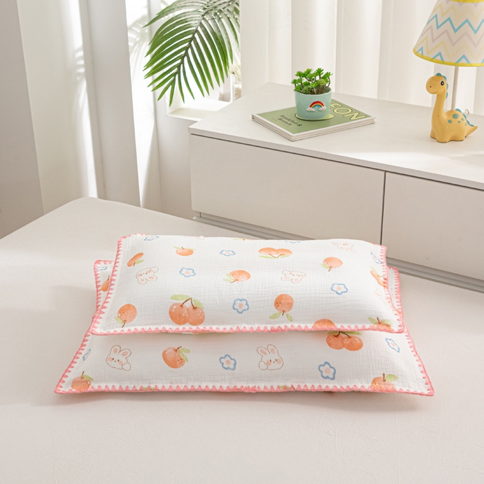 91家纺网 家纺一手货源 找家纺 萌番宝 2025春夏新款纯棉A类全棉纯棉皱皱双层纱枕套工艺枕套儿童学生成人枕套单枕套 组合图仅供参考