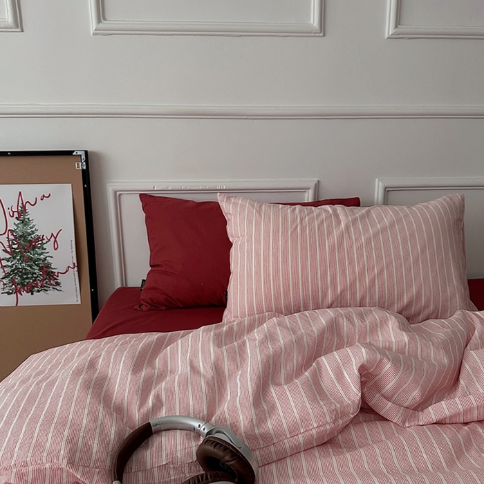 91家纺网 家纺一手货源 找家纺 （总）柚可家居 2025新款全棉色织水洗棉四件套-