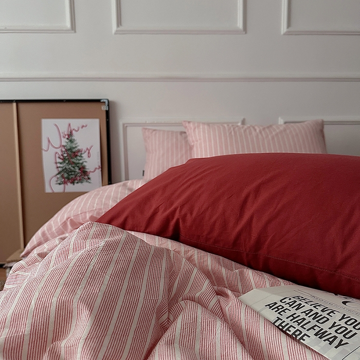 91家纺网 家纺一手货源 找家纺 （总）柚可家居 2025新款全棉色织水洗棉四件套-