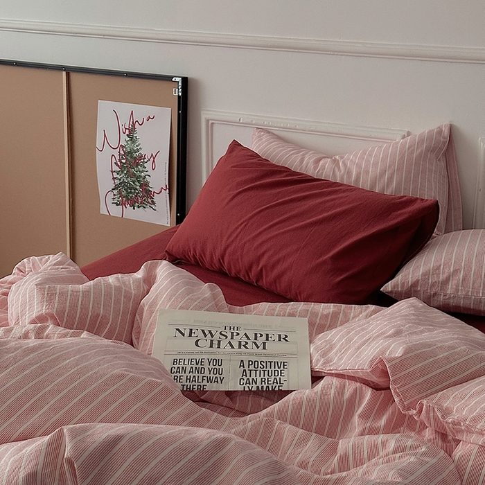 91家纺网 家纺一手货源 找家纺 （总）柚可家居 2025新款全棉色织水洗棉四件套-