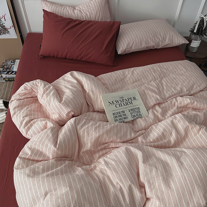 91家纺网 家纺一手货源 找家纺 （总）柚可家居 2025新款全棉色织水洗棉四件套-