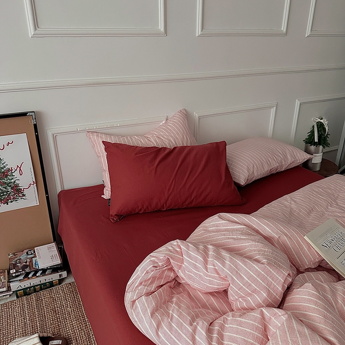 91家纺网 家纺一手货源 找家纺 （总）柚可家居 2025新款全棉色织水洗棉四件套-