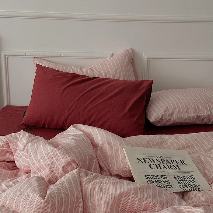 91家纺网 家纺一手货源 找家纺 （总）柚可家居 2025新款全棉色织水洗棉四件套-