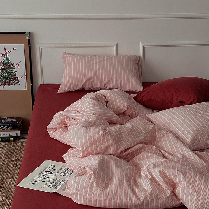 91家纺网 家纺一手货源 找家纺 （总）柚可家居 2025新款全棉色织水洗棉四件套-