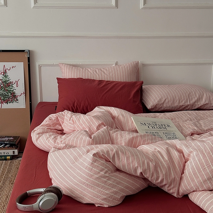 91家纺网 家纺一手货源 找家纺 （总）柚可家居 2025新款全棉色织水洗棉四件套-