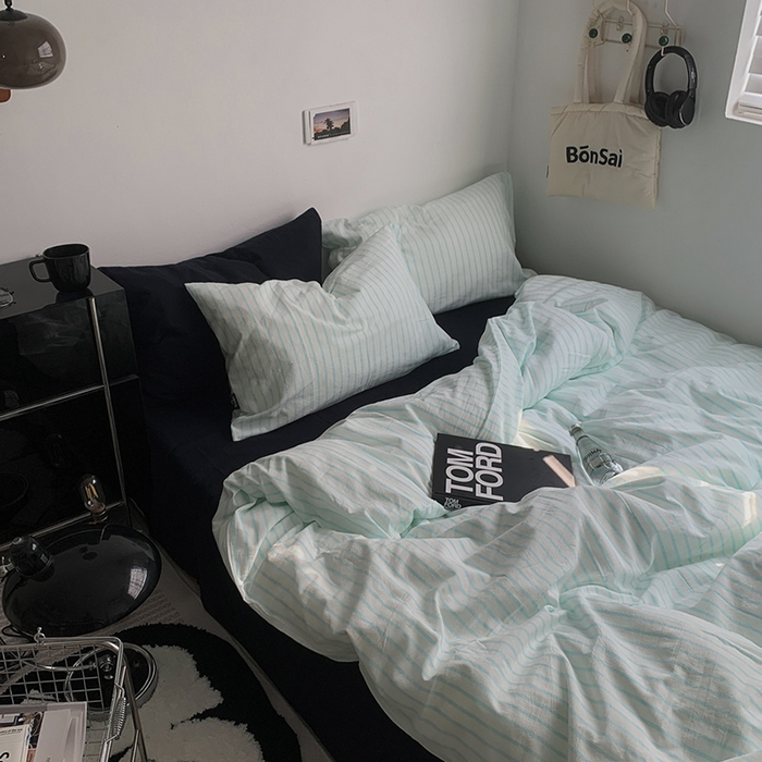 91家纺网 家纺一手货源 找家纺 （总）柚可家居 2025新款全棉色织水洗棉四件套-