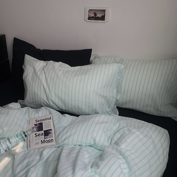 91家纺网 家纺一手货源 找家纺 （总）柚可家居 2025新款全棉色织水洗棉四件套-