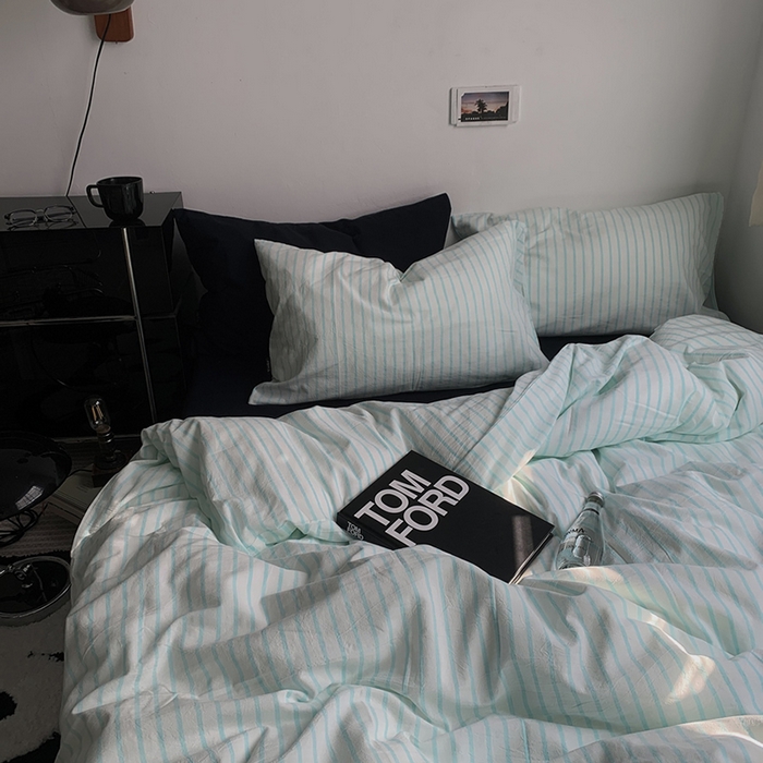 91家纺网 家纺一手货源 找家纺 （总）柚可家居 2025新款全棉色织水洗棉四件套-