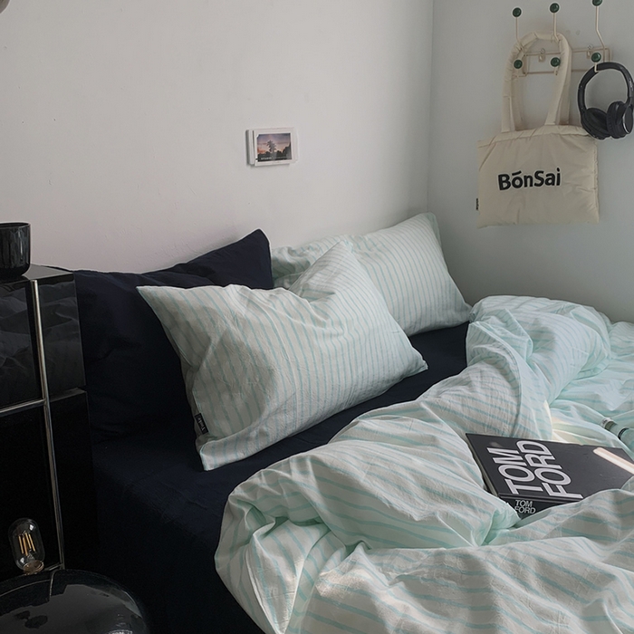 91家纺网 家纺一手货源 找家纺 （总）柚可家居 2025新款全棉色织水洗棉四件套-