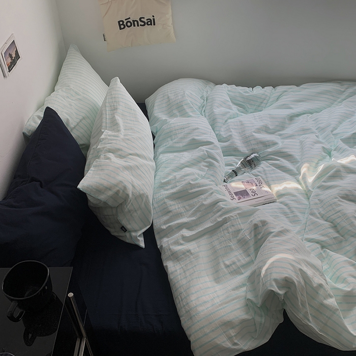 91家纺网 家纺一手货源 找家纺 （总）柚可家居 2025新款全棉色织水洗棉四件套-