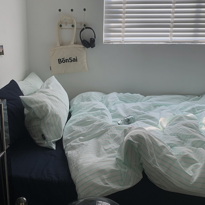 91家纺网 家纺一手货源 找家纺 （总）柚可家居 2025新款全棉色织水洗棉四件套-