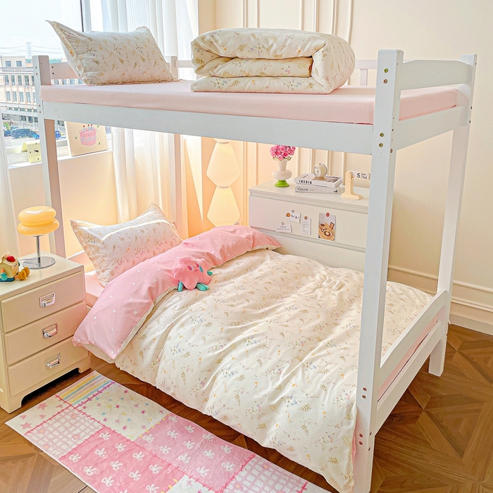 91家纺网 家纺一手货源 找家纺 朵朵2025新款芦荟棉学生床四件套 水墨花