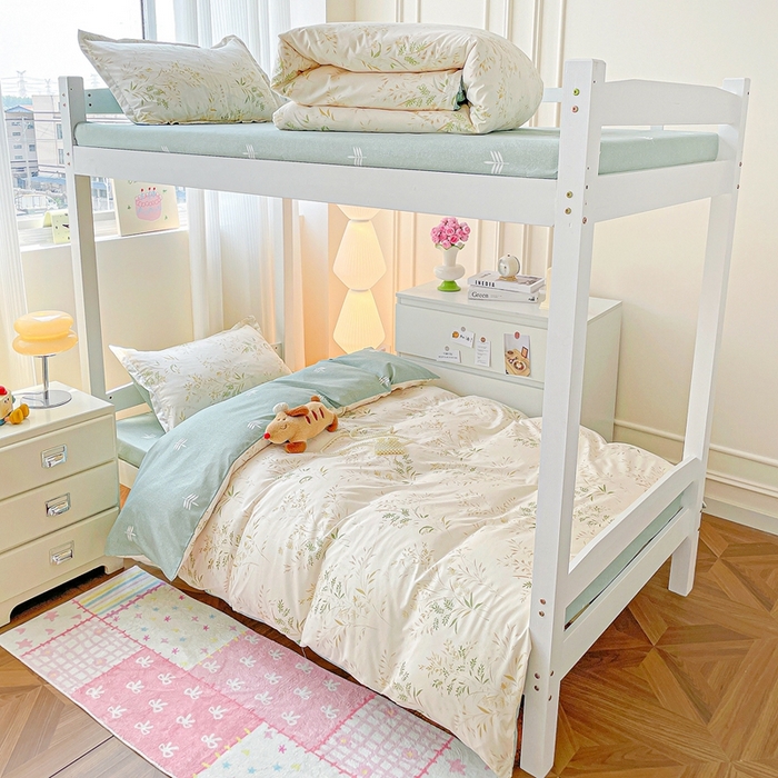 91家纺网 家纺一手货源 找家纺 朵朵2025新款芦荟棉学生床四件套 仙草