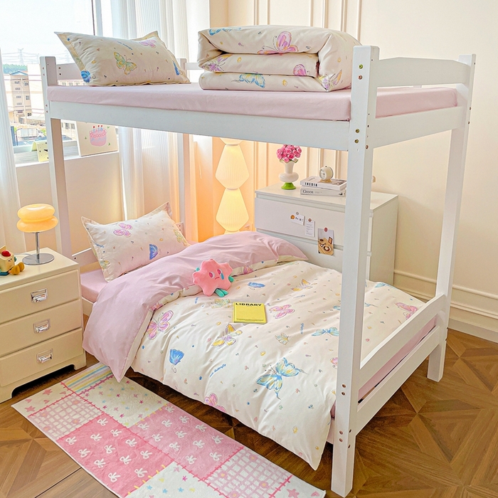 朵朵2025新款芦荟棉学生床四件套 蝴蝶仙子