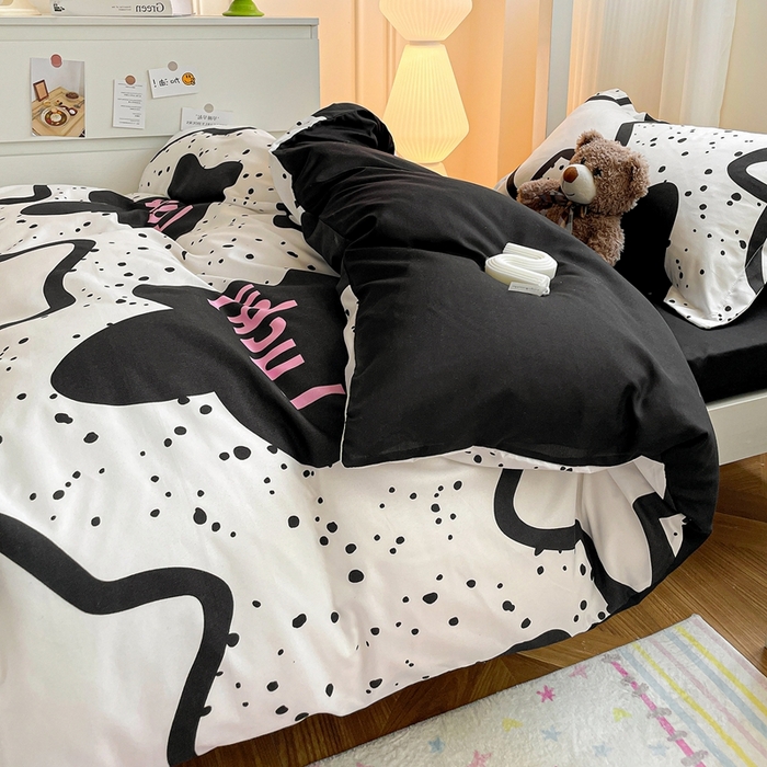 91家纺网 家纺一手货源 找家纺 朵朵2025新款芦荟棉学生床四件套 幸运星