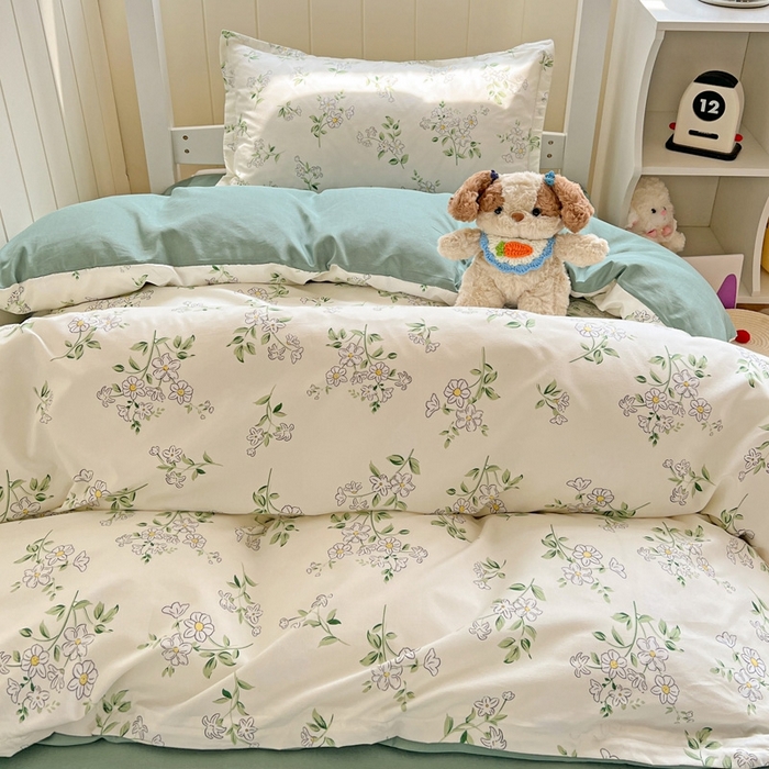 91家纺网 家纺一手货源 找家纺 朵朵2025新款芦荟棉学生床四件套 寻香