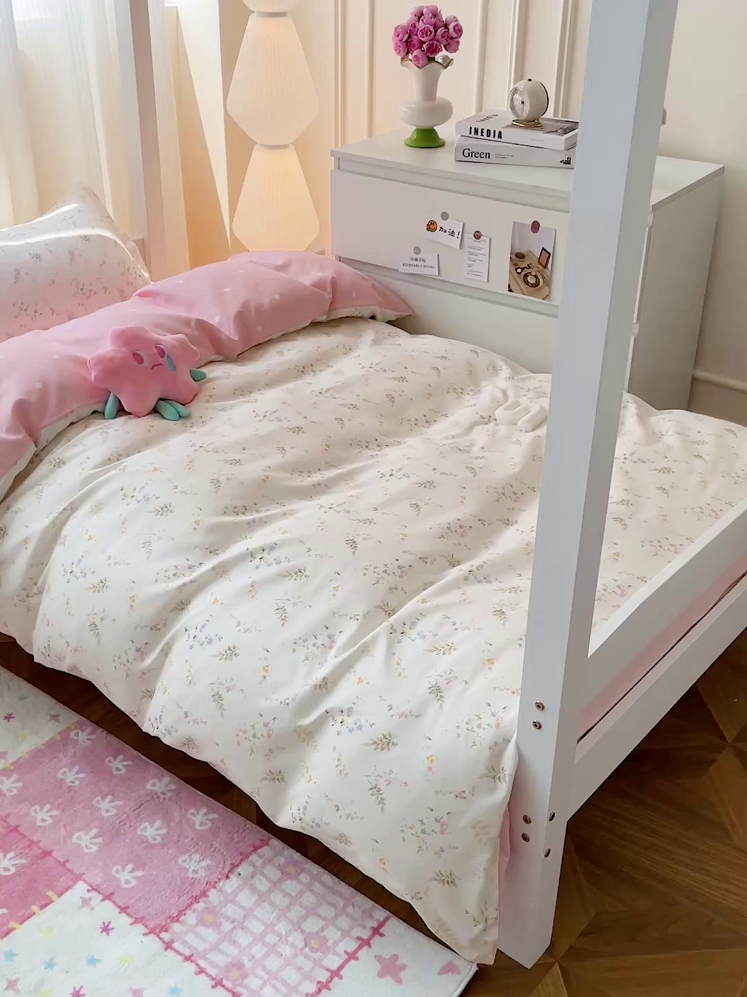 91家纺网 家纺一手货源 找家纺 朵朵2025新款芦荟棉学生床四件套 水墨花