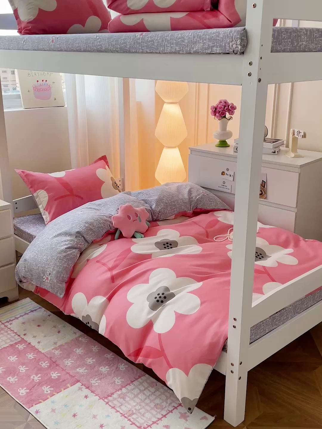 91家纺网 家纺一手货源 找家纺 朵朵2025新款芦荟棉学生床四件套 春暖花开-粉