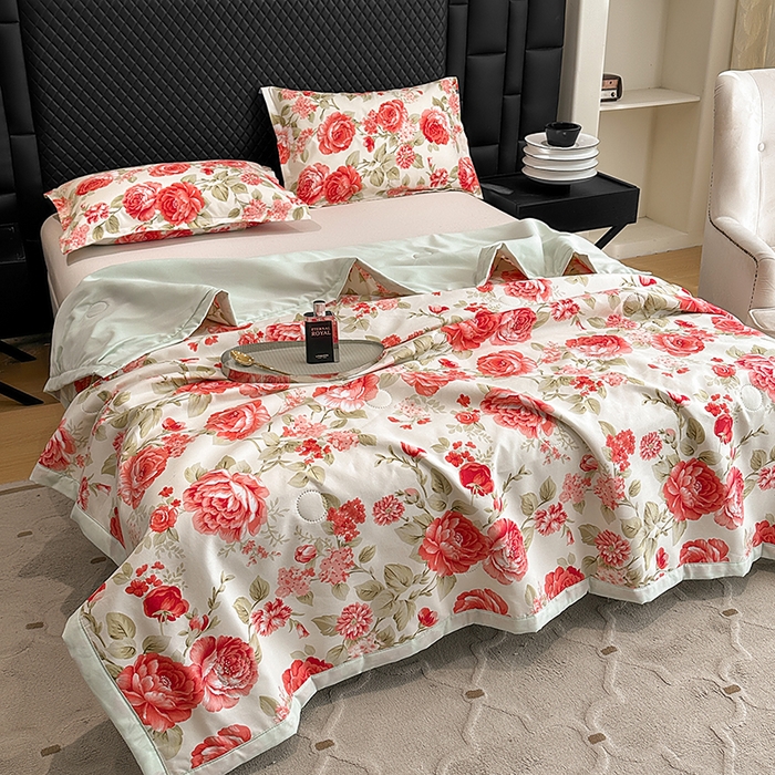 91家纺网 家纺一手货源 找家纺 洁柔2025新款冰凉夏凉被 锦上添花