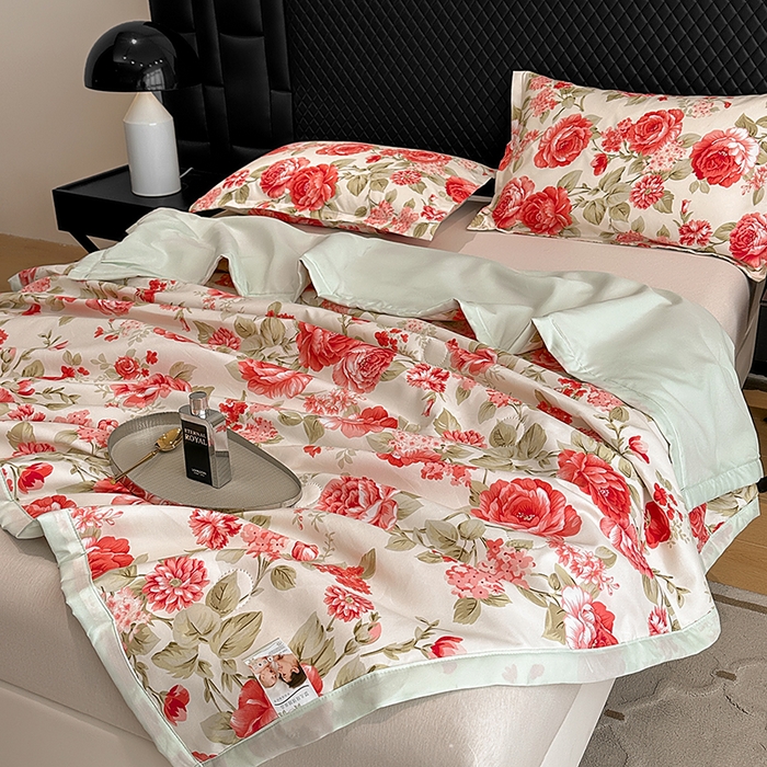 91家纺网 家纺一手货源 找家纺 洁柔2025新款冰凉夏凉被 锦上添花