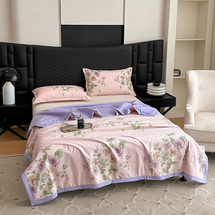 91家纺网 家纺一手货源 找家纺 洁柔2025新款冰凉夏凉被 紫韵曼香