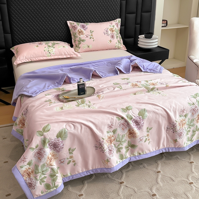 91家纺网 家纺一手货源 找家纺 洁柔2025新款冰凉夏凉被 紫韵曼香