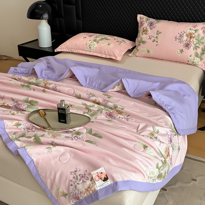 91家纺网 家纺一手货源 找家纺 洁柔2025新款冰凉夏凉被 紫韵曼香