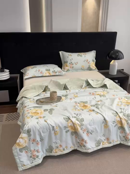 91家纺网 家纺一手货源 找家纺 洁柔2025新款冰凉夏凉被 朵曼柔