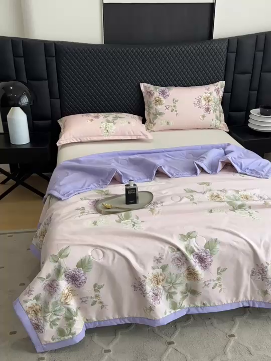 91家纺网 家纺一手货源 找家纺 洁柔2025新款冰凉夏凉被 紫韵曼香