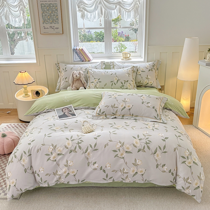 91家纺网 家纺一手货源 找家纺 （总）宇彬家纺 2025直播新款13070全棉纯棉印花床单床笠款四件套和单被套一字绣工艺款