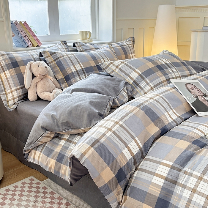 91家纺网 家纺一手货源 找家纺 宇彬家纺 2025直播新款13070全棉纯棉印花床单床笠款四件套和单被套一字绣工艺款 一字绣 诺卡