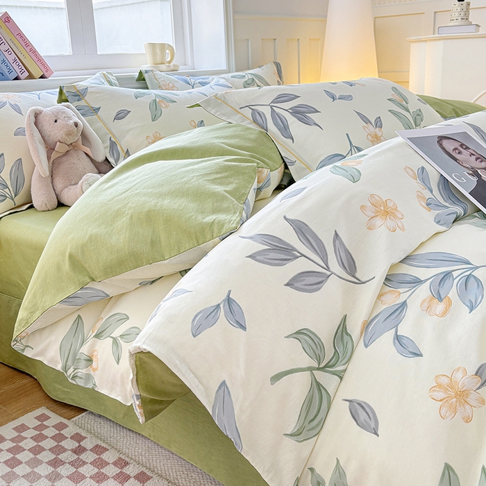 91家纺网 家纺一手货源 找家纺 宇彬家纺 2025直播新款13070全棉纯棉印花床单床笠款四件套和单被套一字绣工艺款 一字绣 风吹一夏