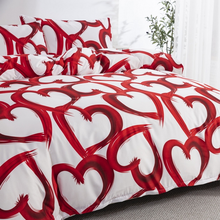 91家纺网 家纺一手货源 找家纺 子不语家纺 2025新款跨境外贸化纤大版印花三件套亚马逊Temu速卖通Shein沃尔玛专供 爱心